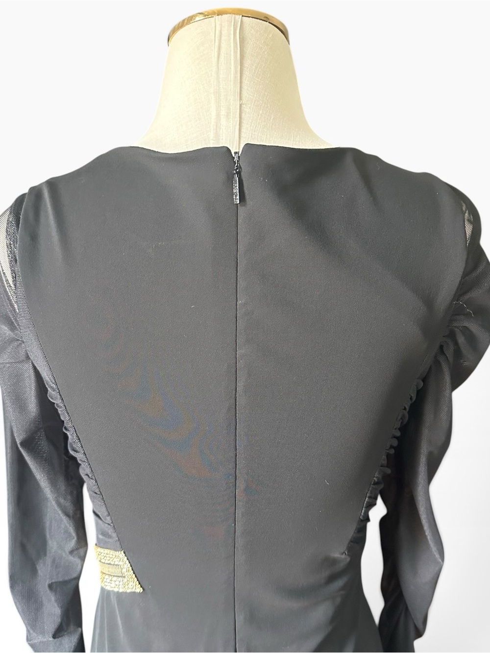 Versace Black Sheer Mesh Medusa Crystal Zip Draped Midi Dress IT 44/US 8 - Picture 8 of 13
